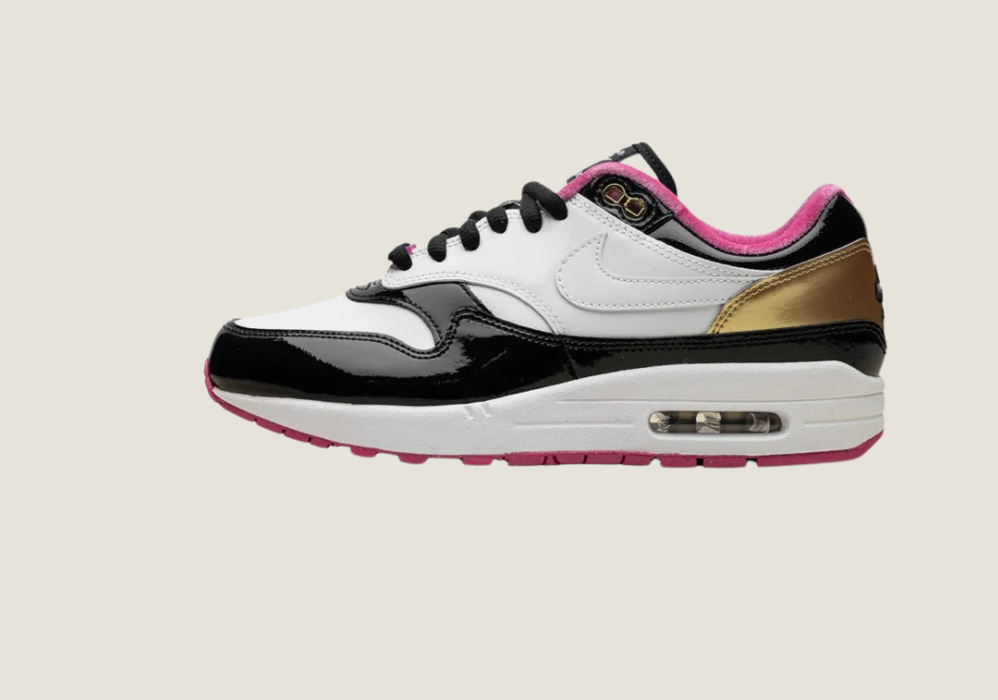 Air Max 1 "Grand Piano" White / Black / Metallic Gold / Pink