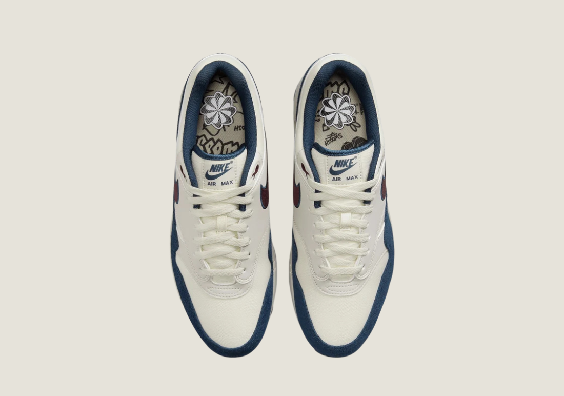 Air Max 1 "Notebook Doodles"  Sail / Navy / Burgundy