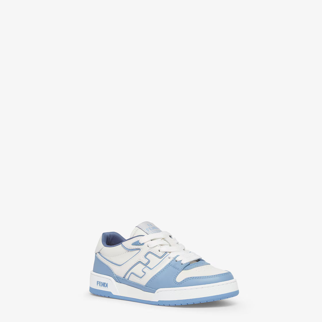 Match Lace-Up Sneakers – White & Light Blue