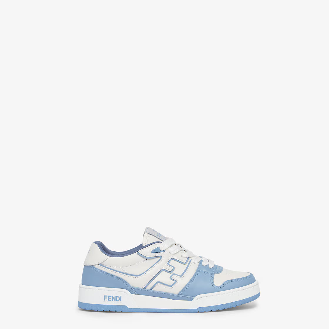 Match Lace-Up Sneakers – White & Light Blue