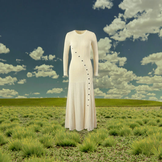 Robe tricotée à manches longues