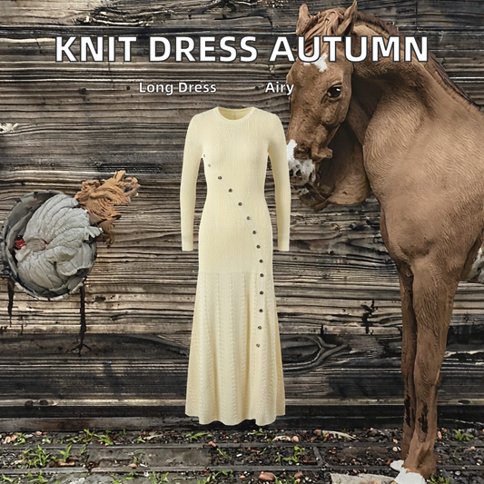 Robe tricotée à manches longues