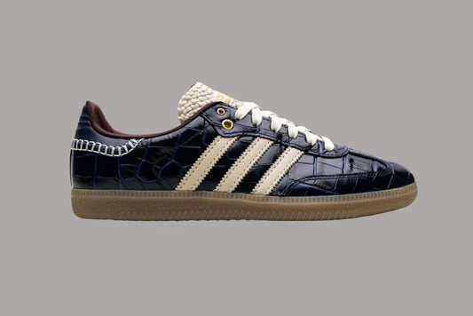 Navy Croc-Embossed Heritage Sneakers – Gum Sole Edition