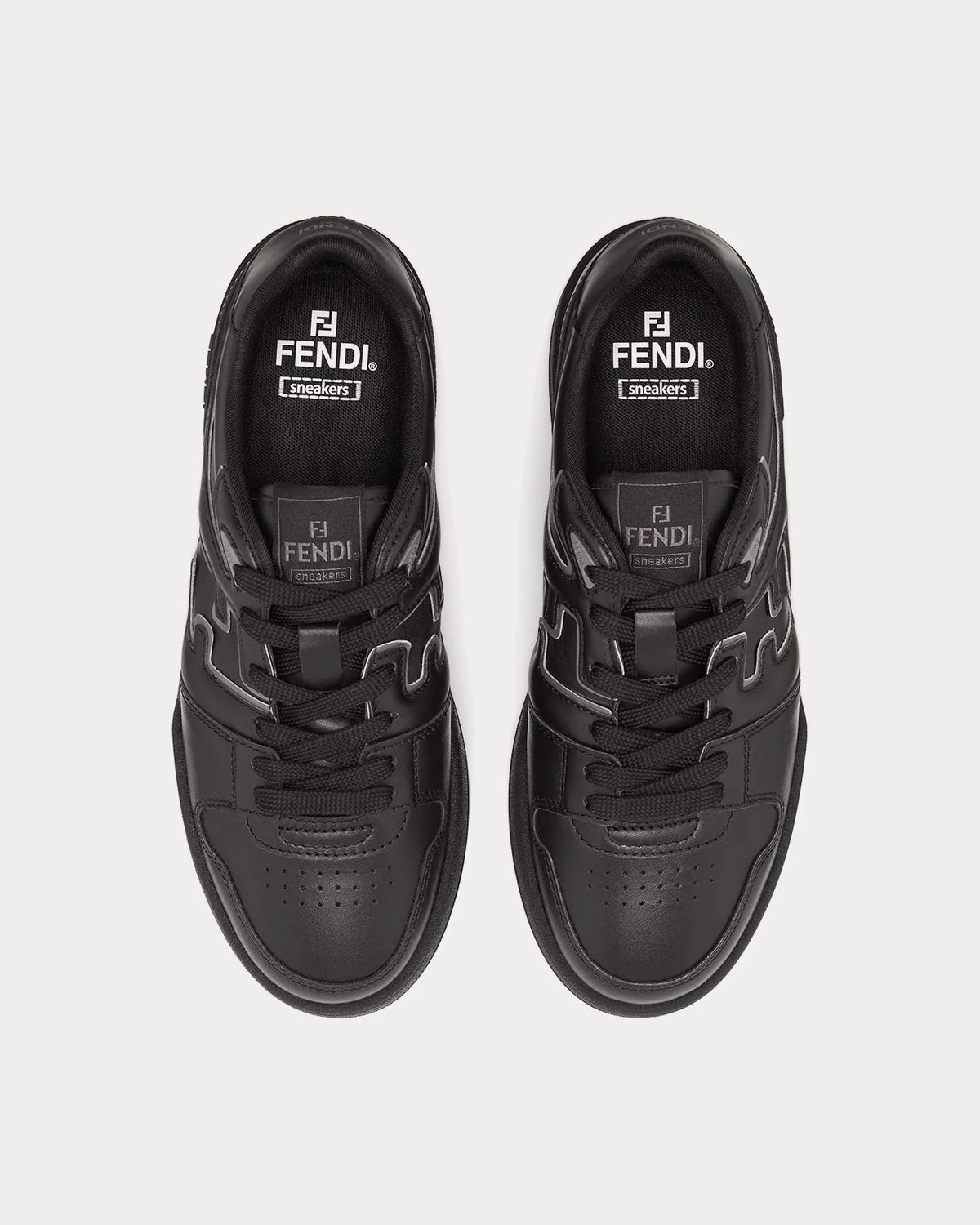 Match Leather Low Top Sneakers – Triple Black